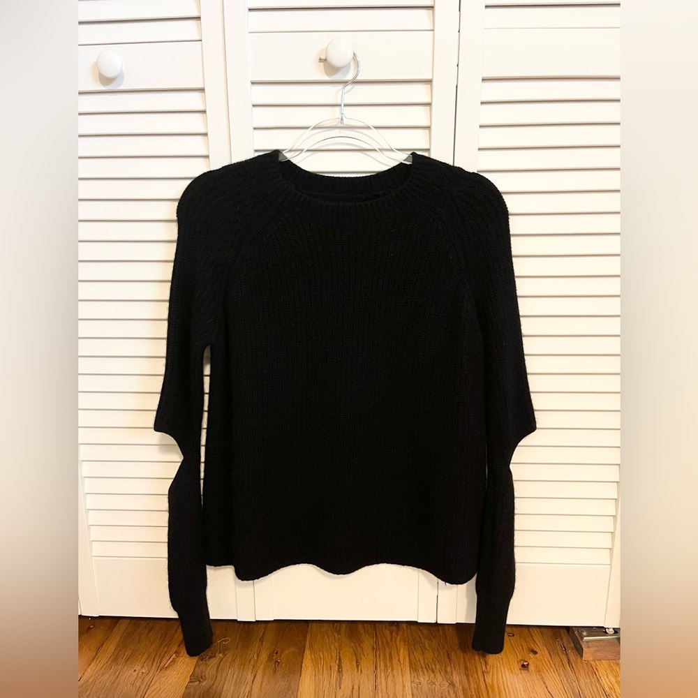 Zoe Jordan Black Wool Cashmere Elbow Cut-out Sweater